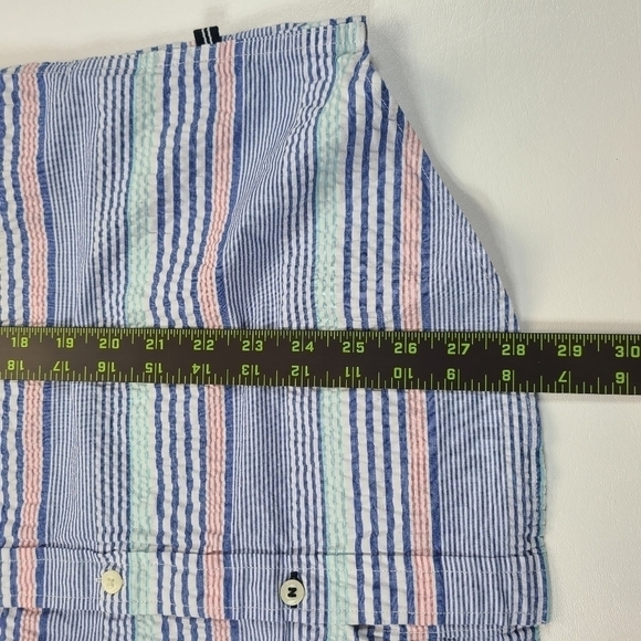 Nautica Short Sleeve Seersucker Button Down Shirt Striped, Size Large - Picture 14 of 15